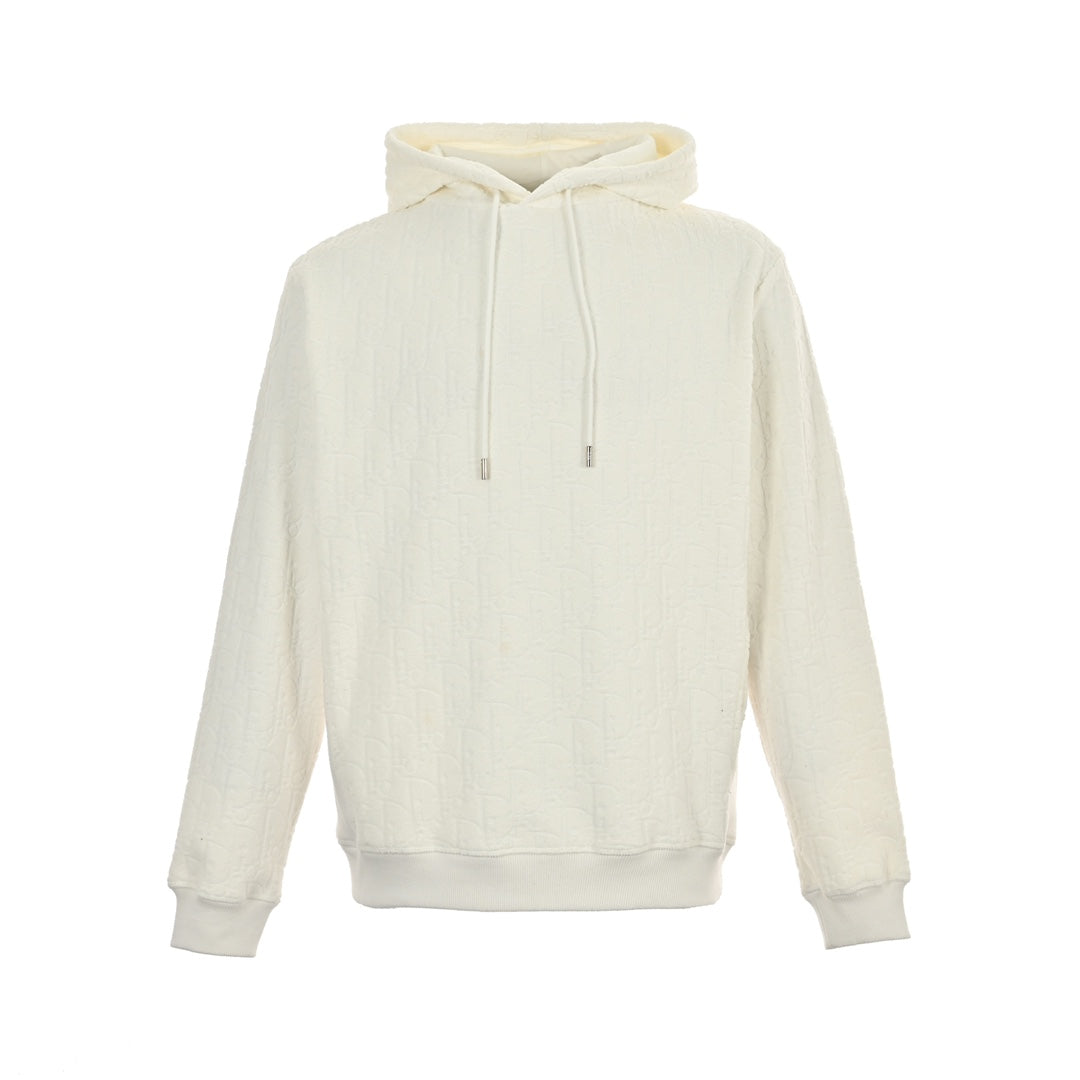 Sweat-shirt à capuche classique à imprimé intégral et motif foncé brodé en tissu éponge