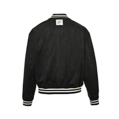 Veste de baseball en daim avec logo trèfle à quatre feuilles et strass