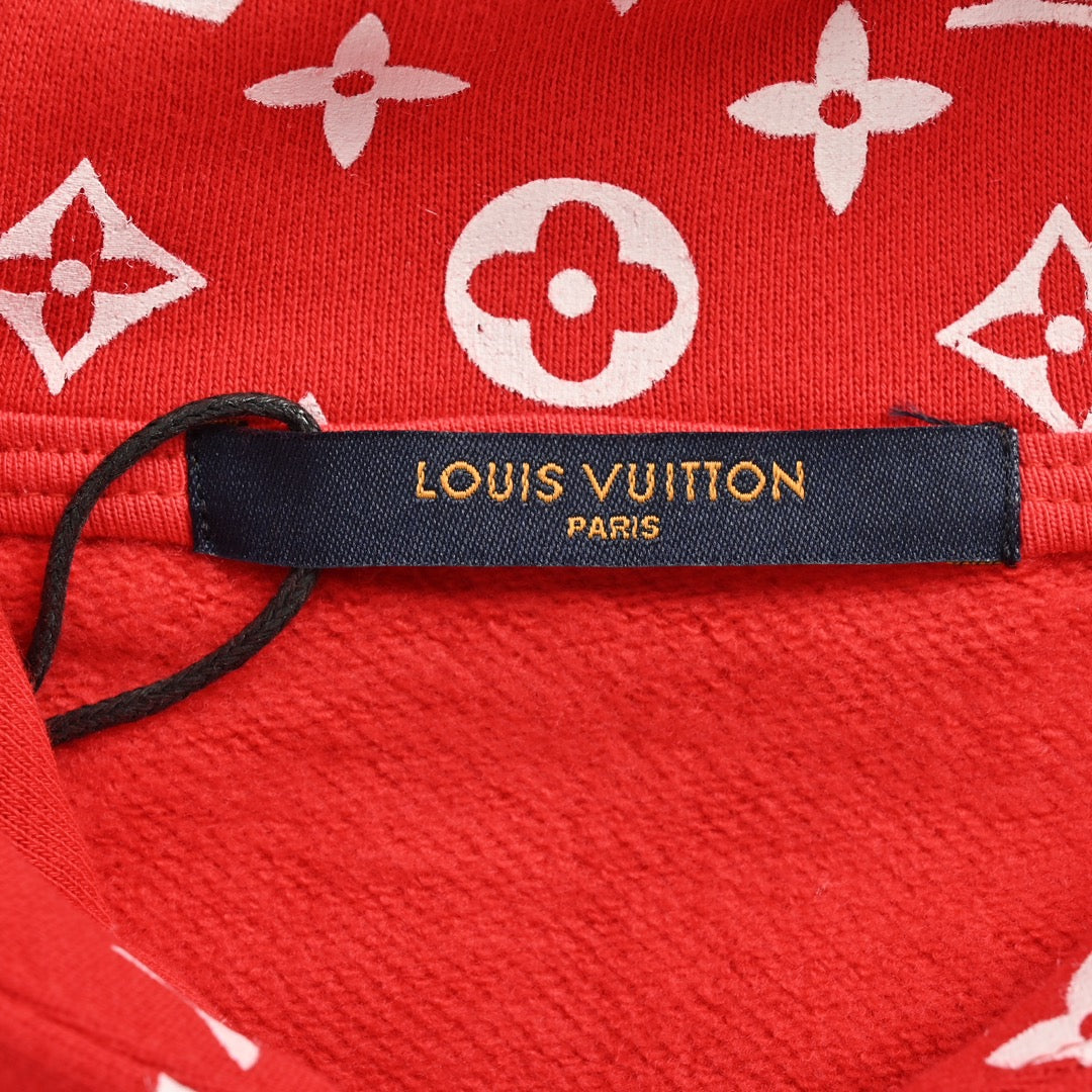 Rotes Kapuzensweatshirt mit Allover-Print für Alterssichtigkeit im Joint-Style