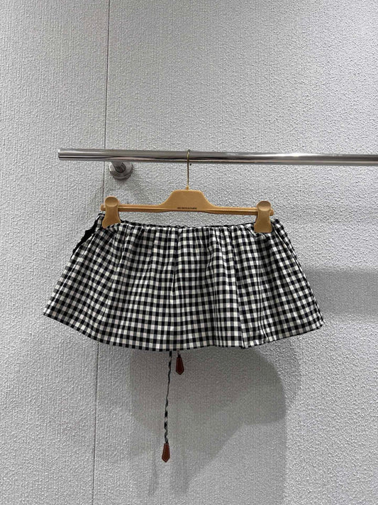Black & White Gingham Mini Skirt