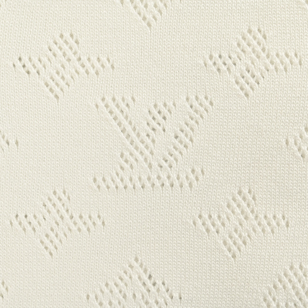 Poloshirt mit kurzen Ärmeln aus Jacquard-Strick mit altem Hohlmuster 