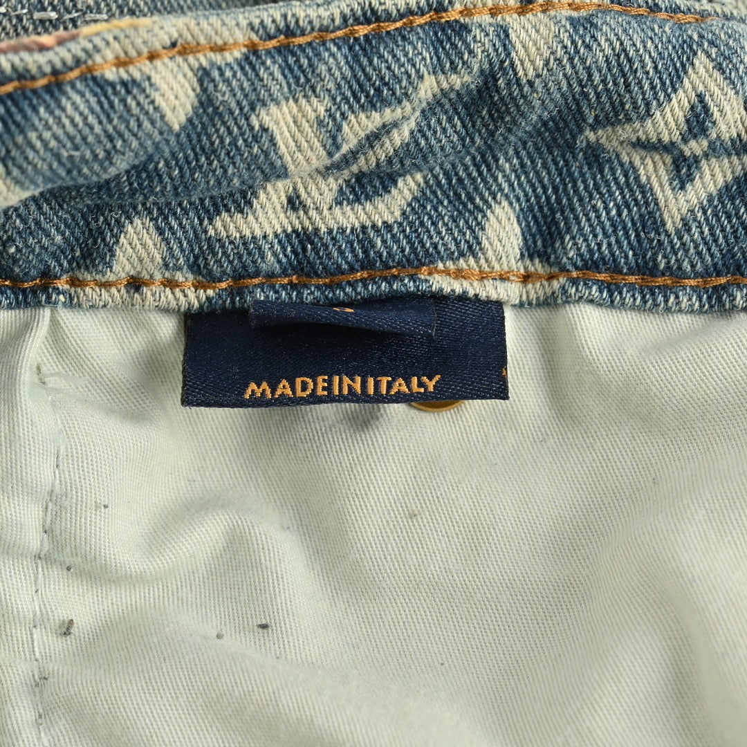 Jean vintage patchwork à fleurs roses