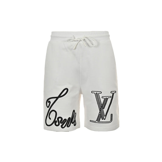 embroidered large letter logo shorts