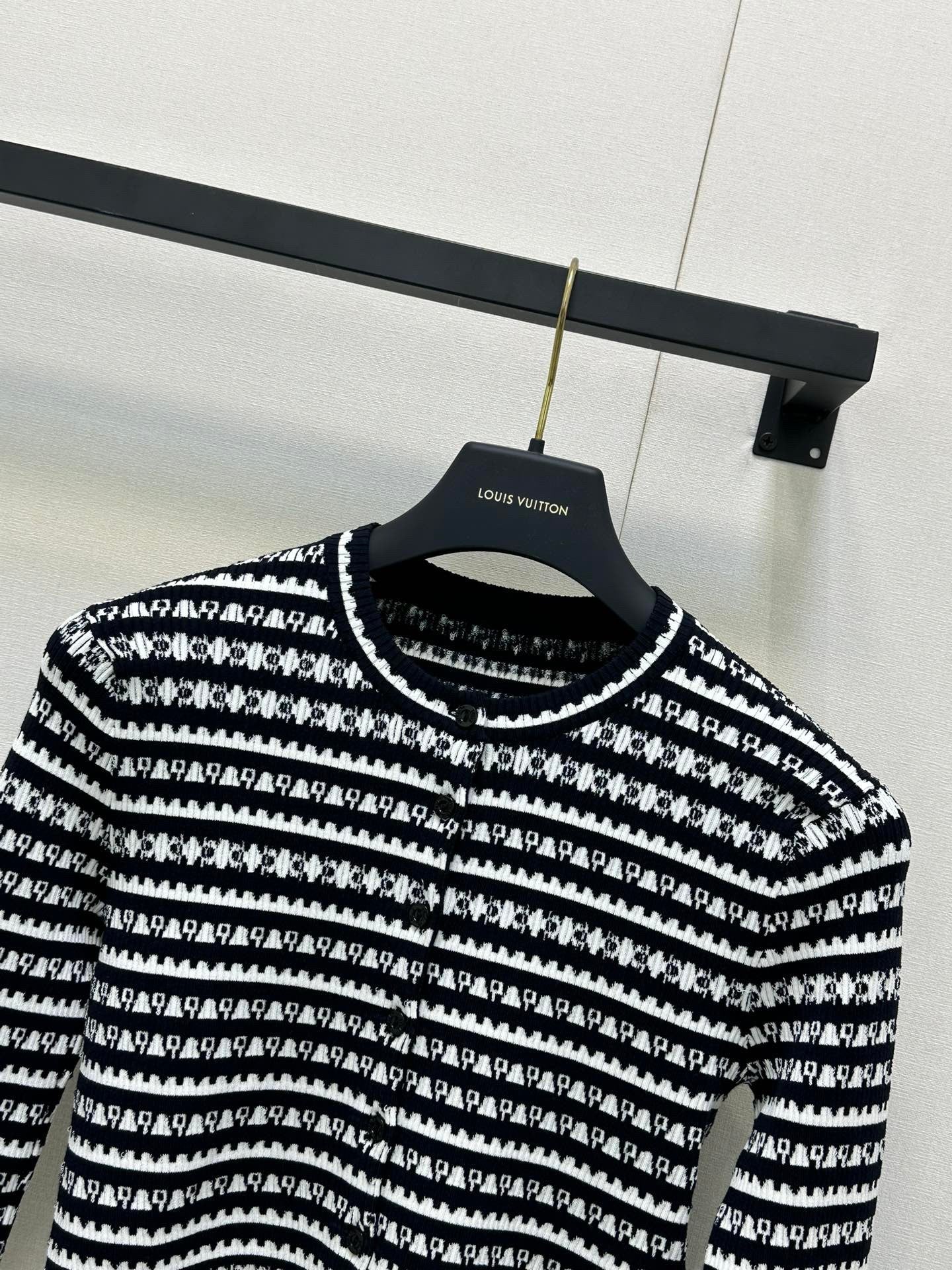 Monogram-Striped Knit Cardigan