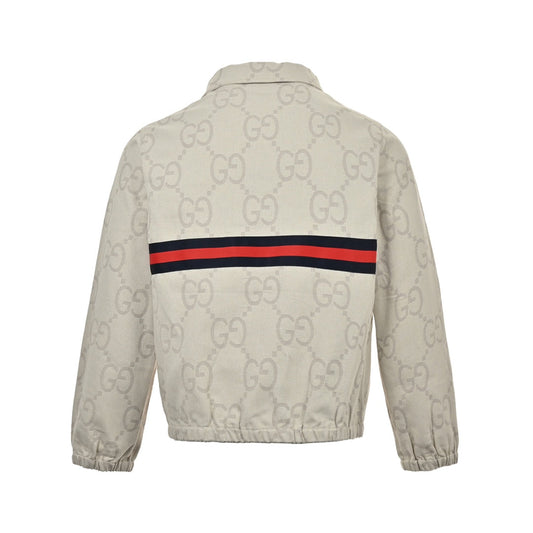 Veste en jean ivoire à patchwork jacquard Double G