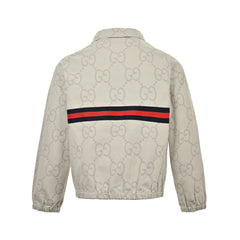 Veste en jean ivoire à patchwork jacquard Double G