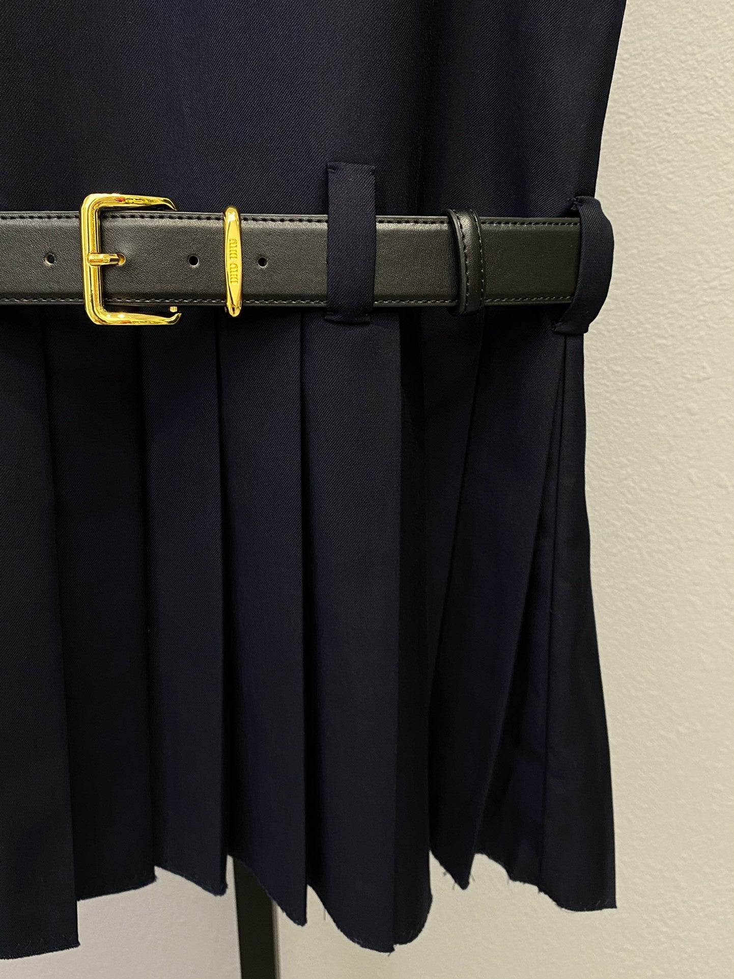 Navy Blue Sleeveless Dress with Belt