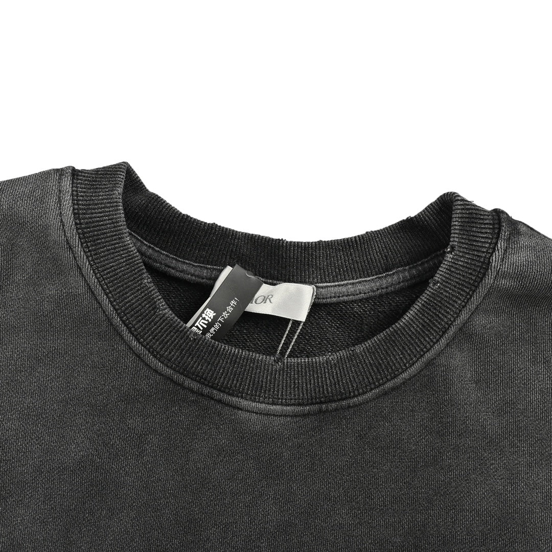 Sweat-shirt ras du cou délavé avec logo brodé