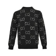 Pull col rond avec logo jacquard dégradé sur toute la surface