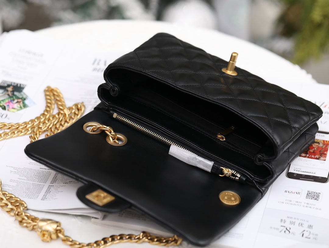 Neues Modell verstellbare Schnalle Flap Bag schwarz
