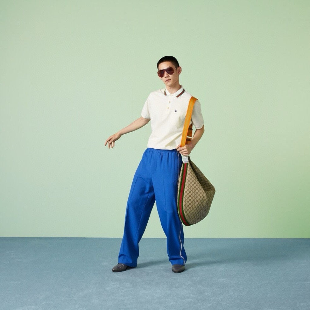 Poloshirt mit kurzen Ärmeln und GG-Stickerei auf der Tasche 