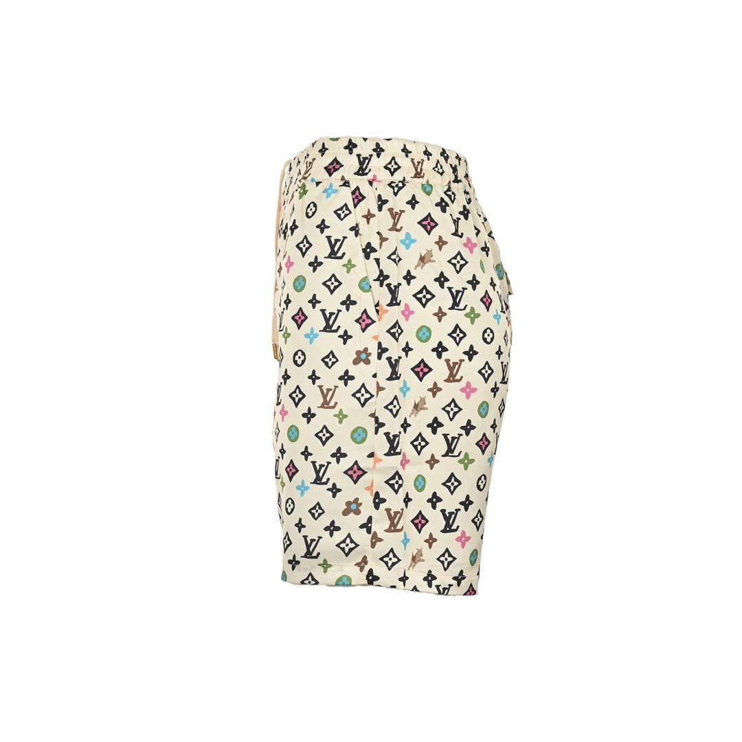 Chemise à manches courtes en soie imprimée all-over 