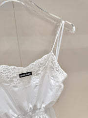 Lace-Trimmed Satin Slip Dress