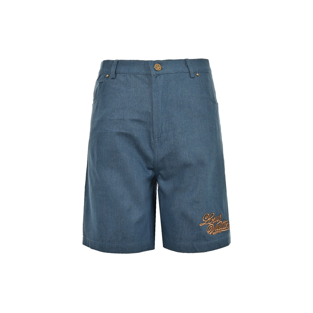 Jeansanzug mit aufgesticktem Buchstabenlogo aus Hanfseil