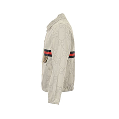 Veste en jean ivoire à patchwork jacquard Double G