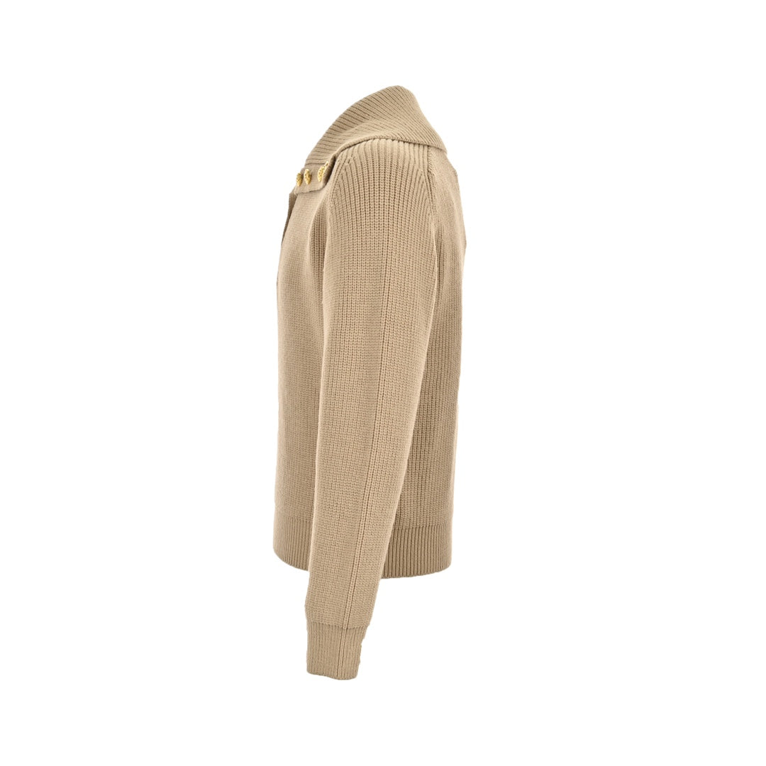 Einreihiger Damenpullover mit goldenem Knopfrevers