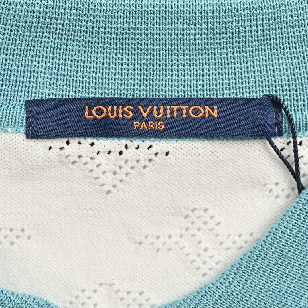 Poloshirt mit kurzen Ärmeln aus Jacquard-Strick mit altem Hohlmuster 