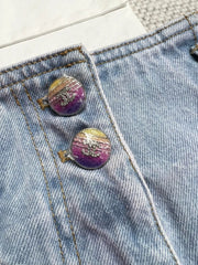 Gradient wide-leg denim shorts