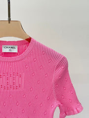 Simple slim fit knitted short sleeves