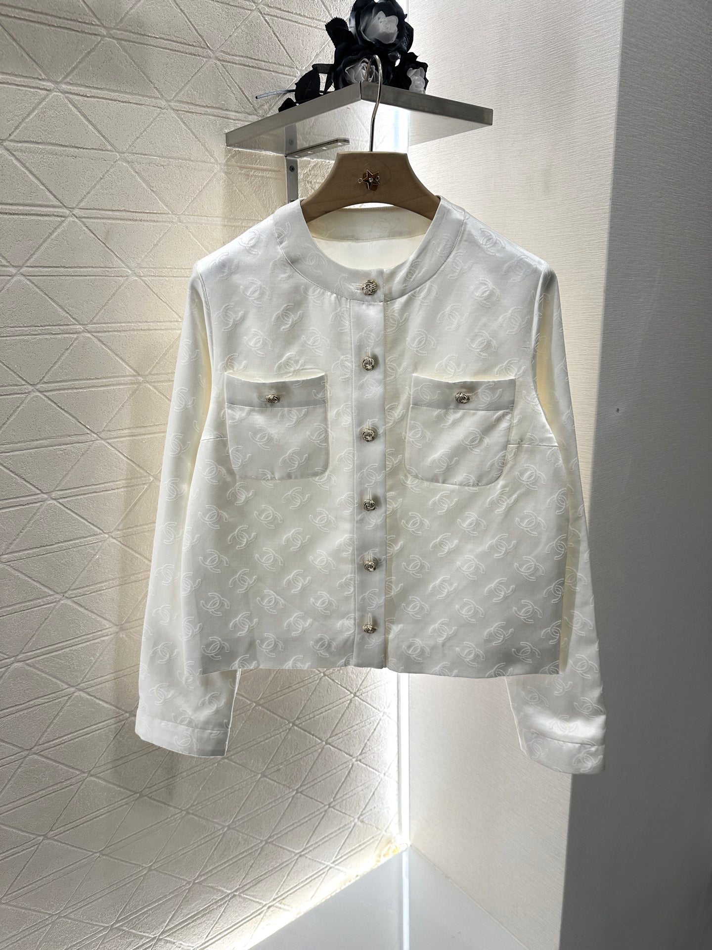 Jacquardjacke aus Seide und Baumwolle