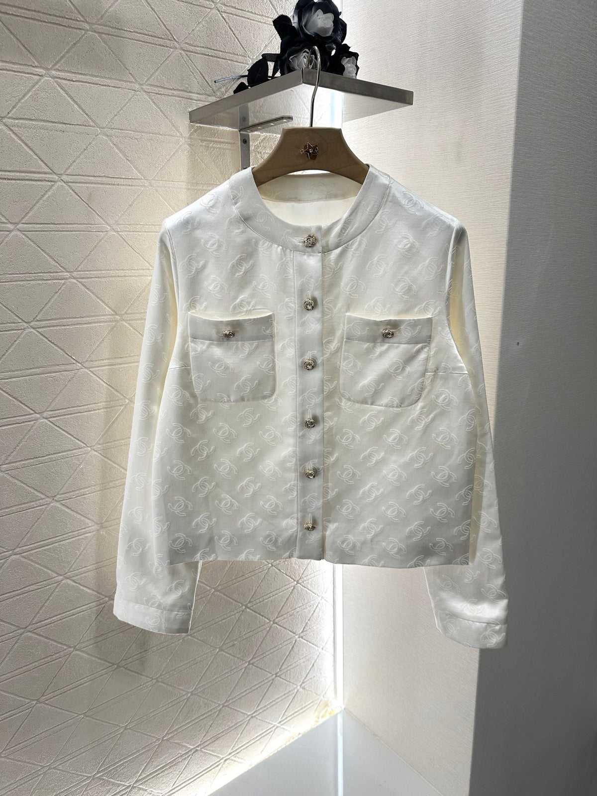 Silk cotton jacquard jacket