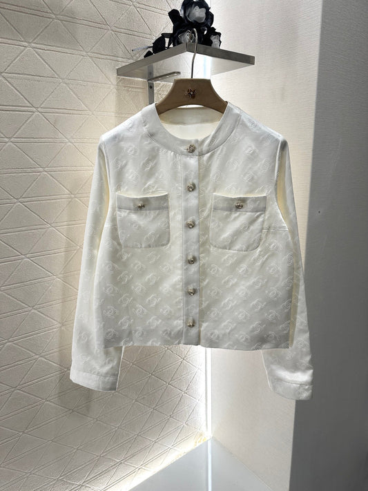 Silk cotton jacquard jacket