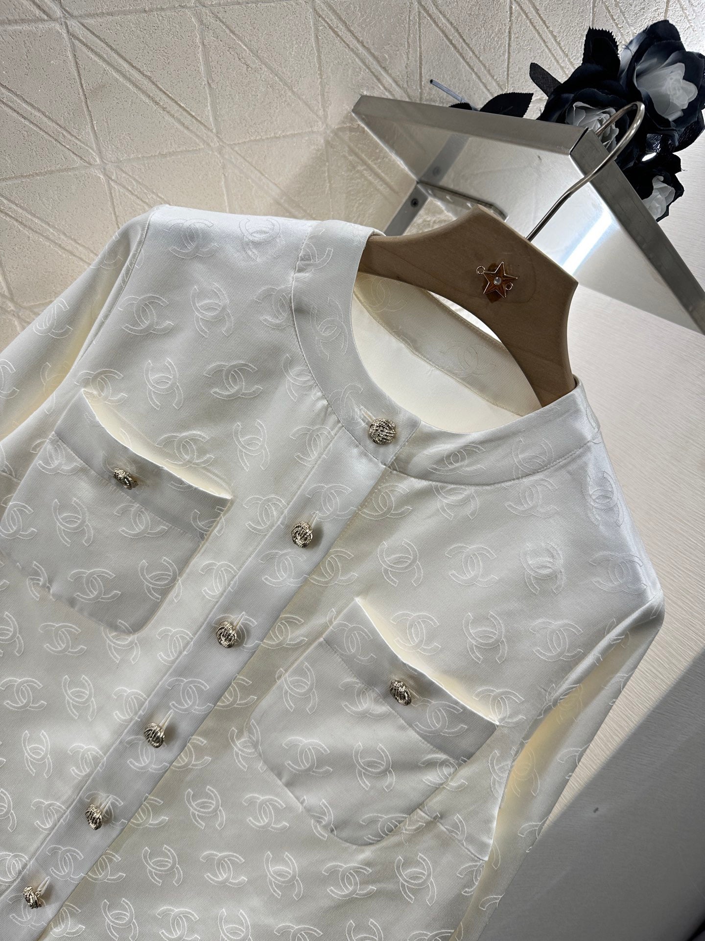 Jacquardjacke aus Seide und Baumwolle