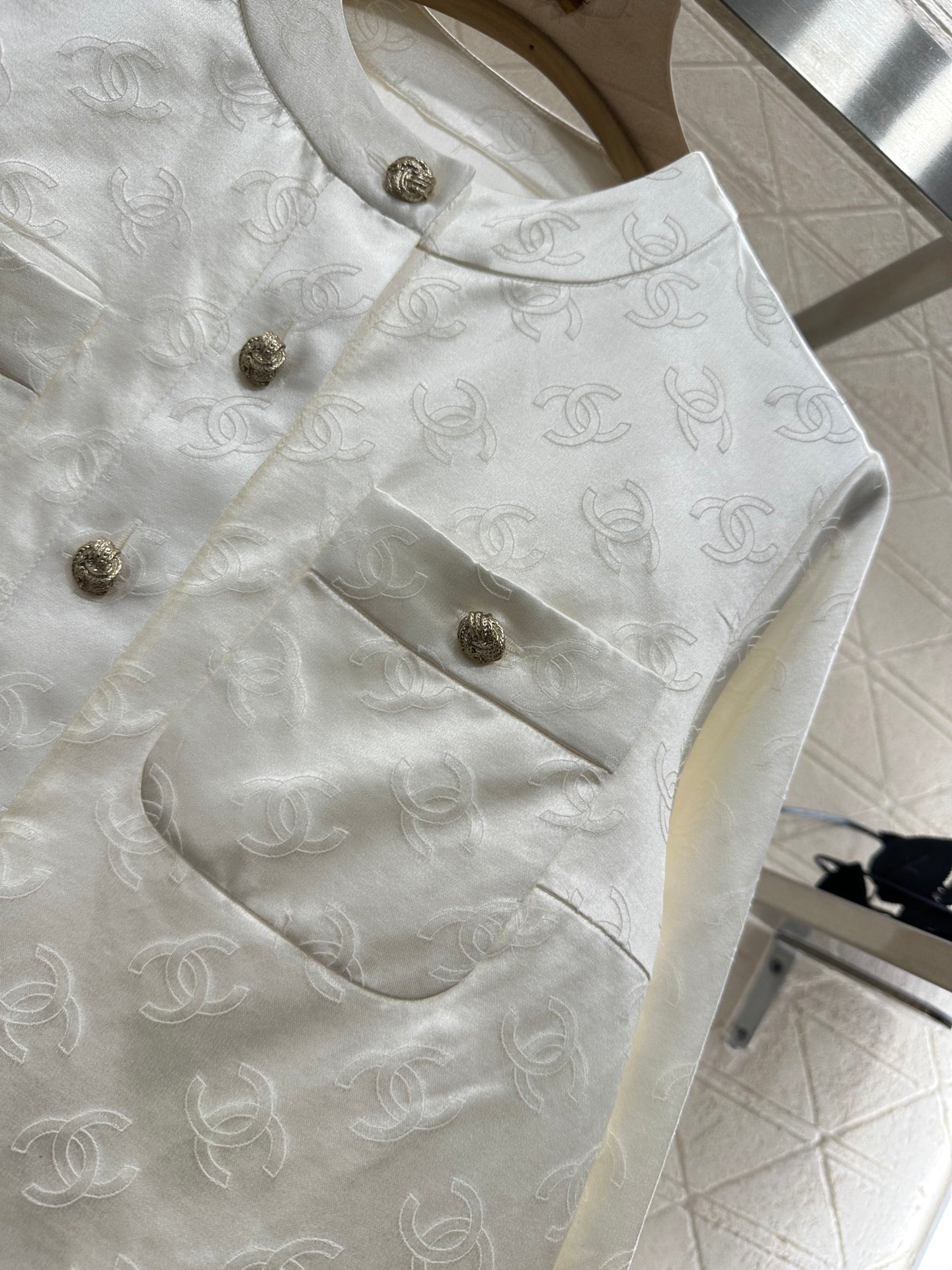 Jacquardjacke aus Seide und Baumwolle