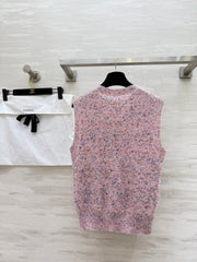 Wool yarn knitted vest