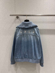 Beach Series Heart Embroidered Lapel Denim