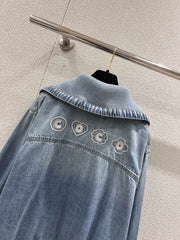 Beach Series Heart Embroidered Lapel Denim
