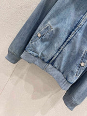 Beach Series Heart Embroidered Lapel Denim