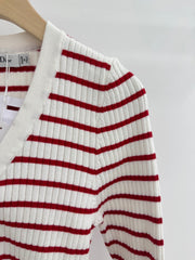 25 Spring and Autumn new style, striped knitted small cardigan