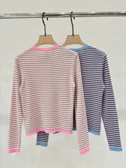 Contrast color casual knitted long sleeves