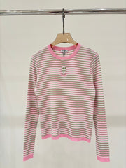 Contrast color casual knitted long sleeves