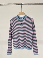 Contrast color casual knitted long sleeves