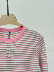 Contrast color casual knitted long sleeves
