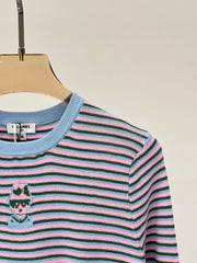 Contrast color casual knitted long sleeves