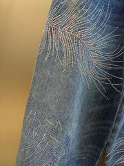 Heavy-duty feather hot-drilled jeans