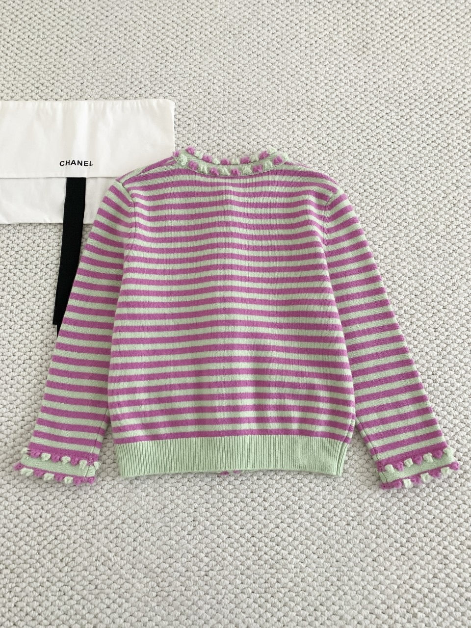 Cardigan rayé color block (cachemire)