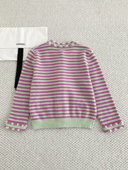 Colorblock Striped Cardigan (Cashmere)