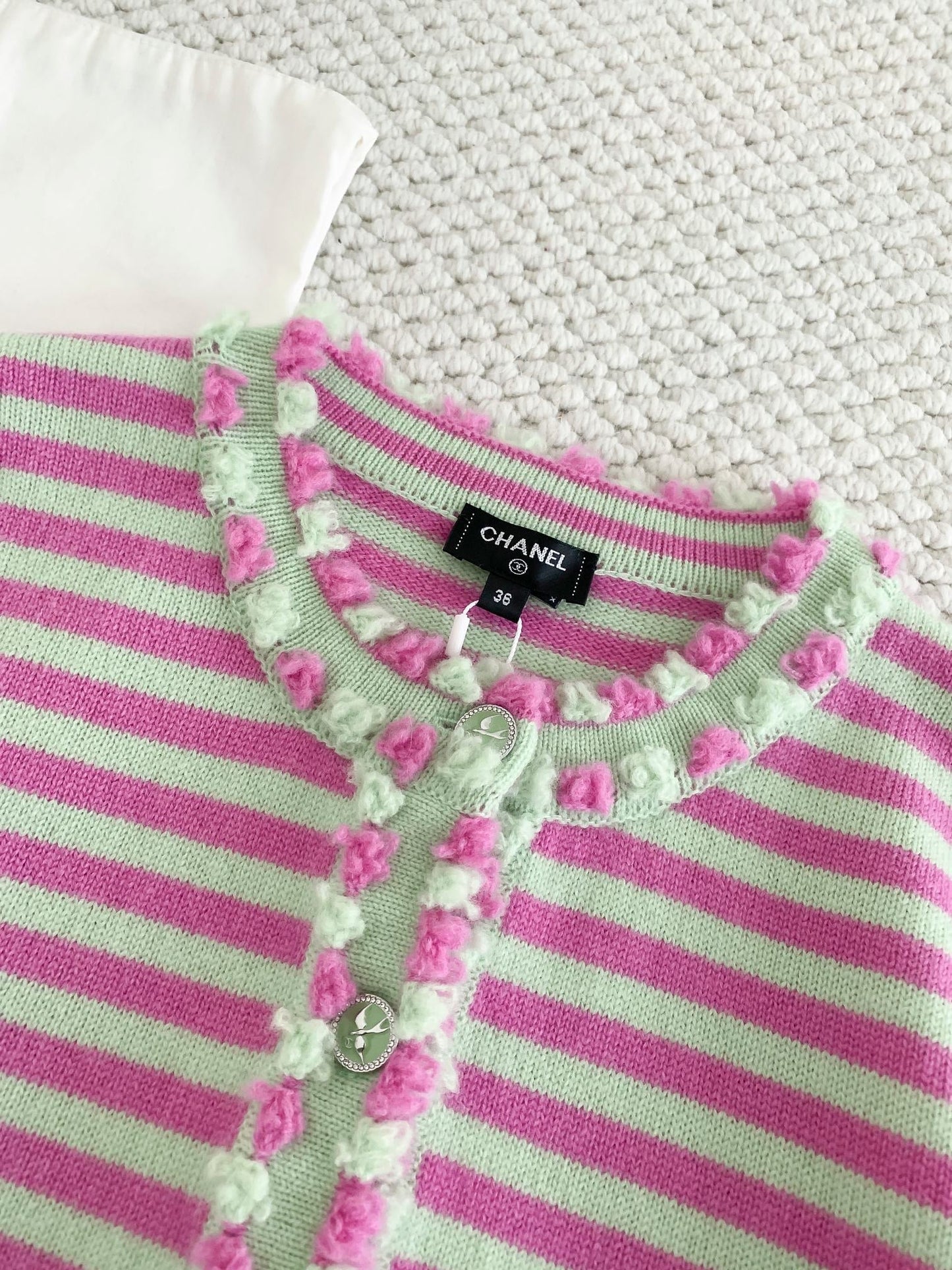 Cardigan rayé color block (cachemire)