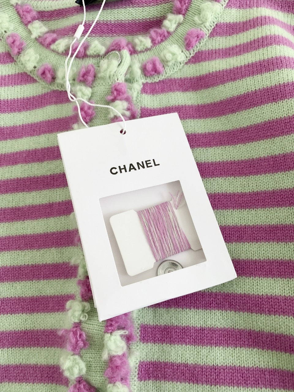 Cardigan rayé color block (cachemire)