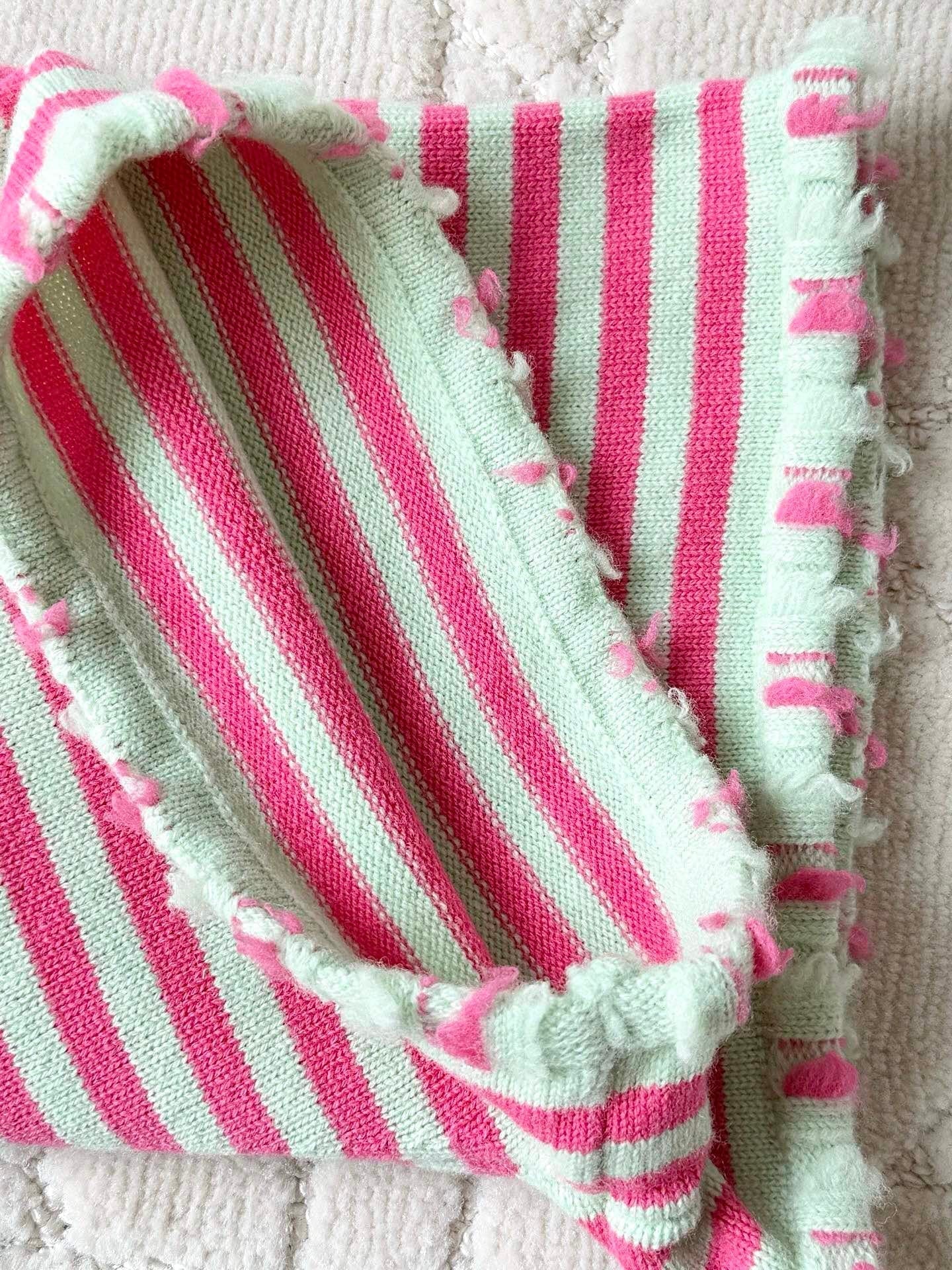 Cardigan rayé color block (cachemire)