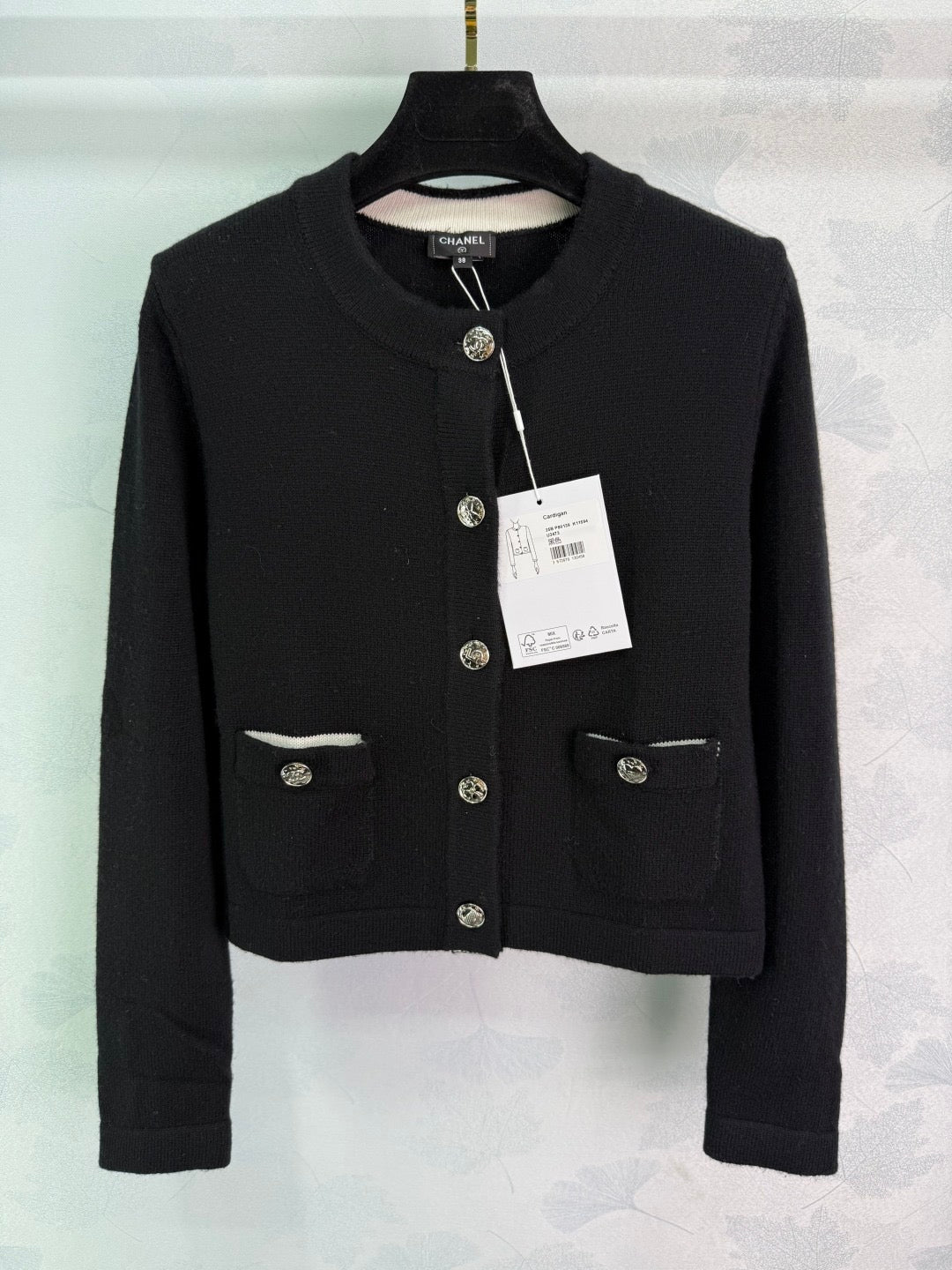 Cardigan à manches longues et col ras du cou en tricot à double poche