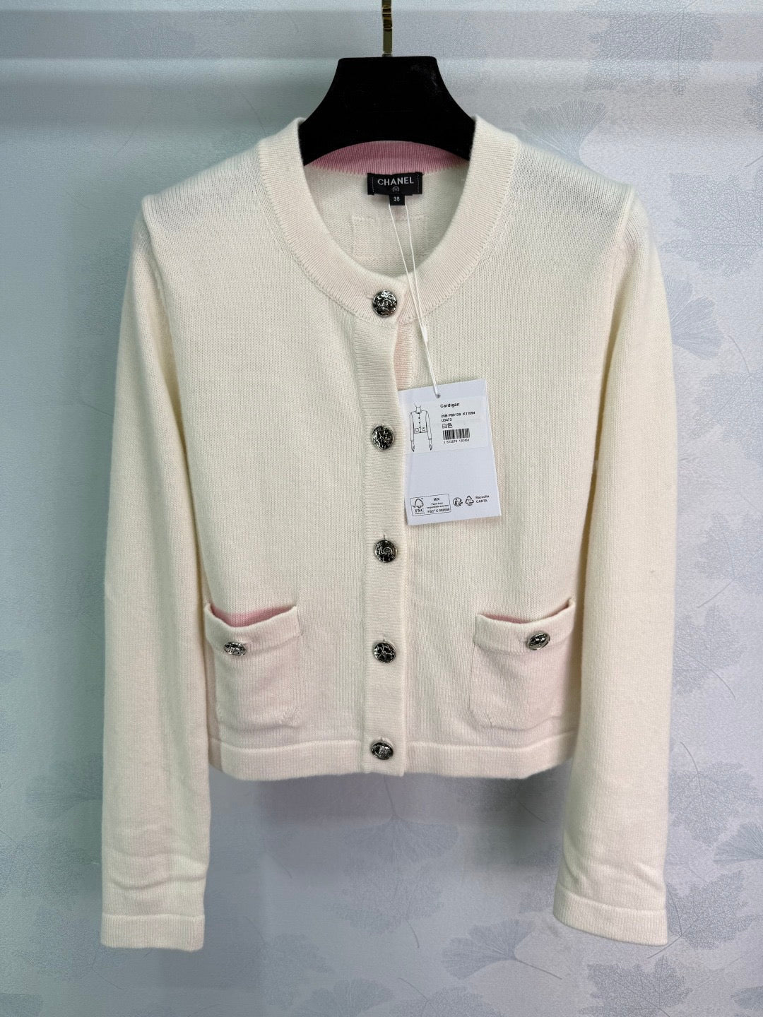 Cardigan à manches longues et col ras du cou en tricot à double poche