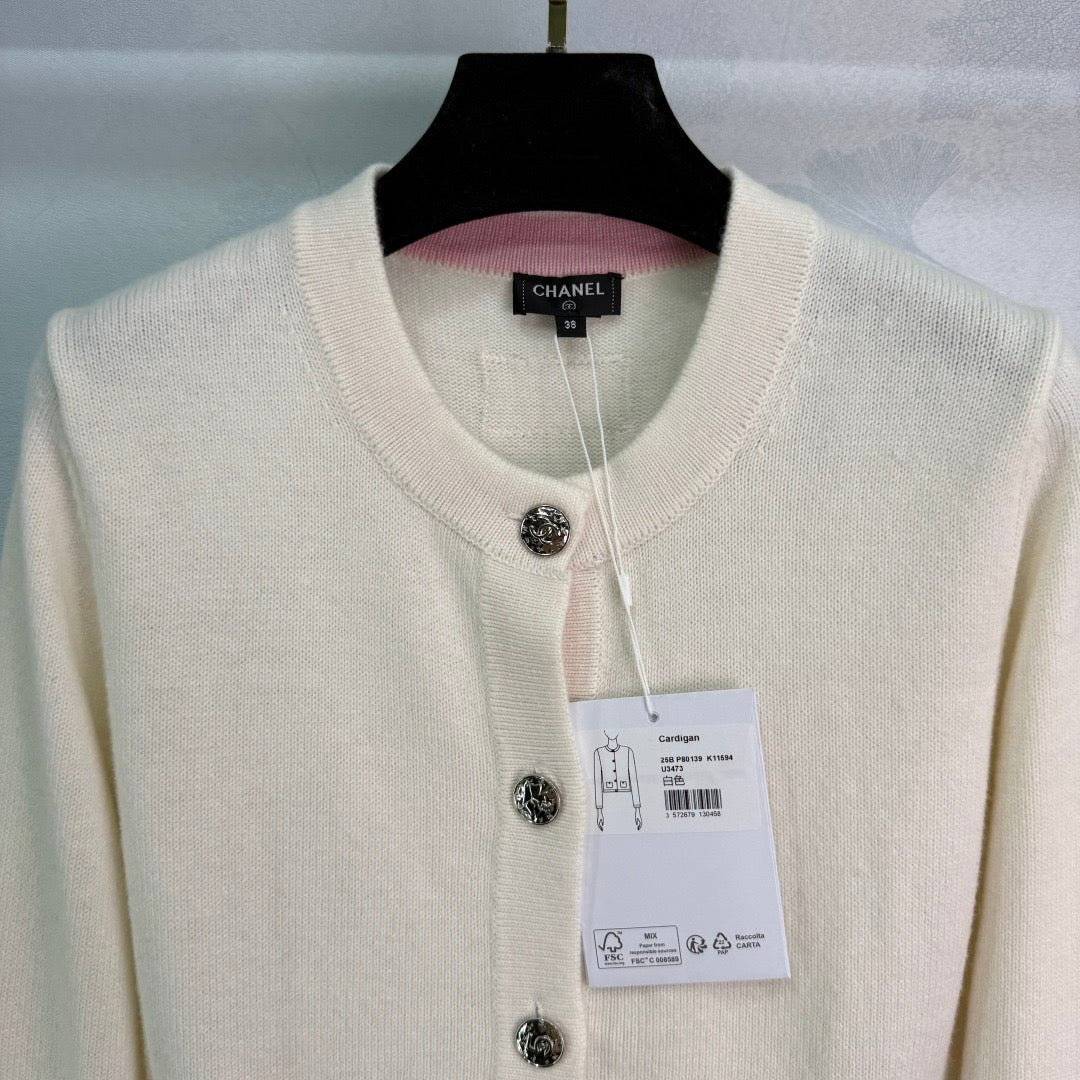 Cardigan à manches longues et col ras du cou en tricot à double poche