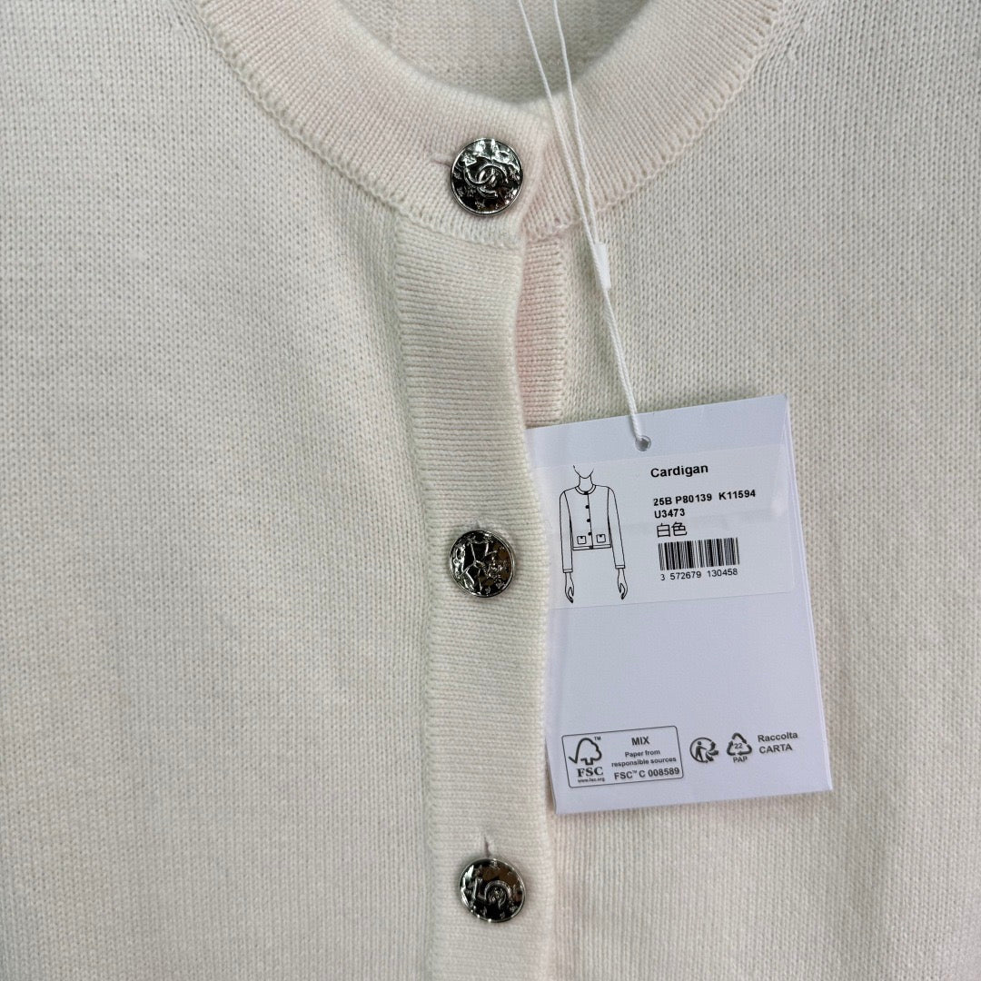 Cardigan à manches longues et col ras du cou en tricot à double poche