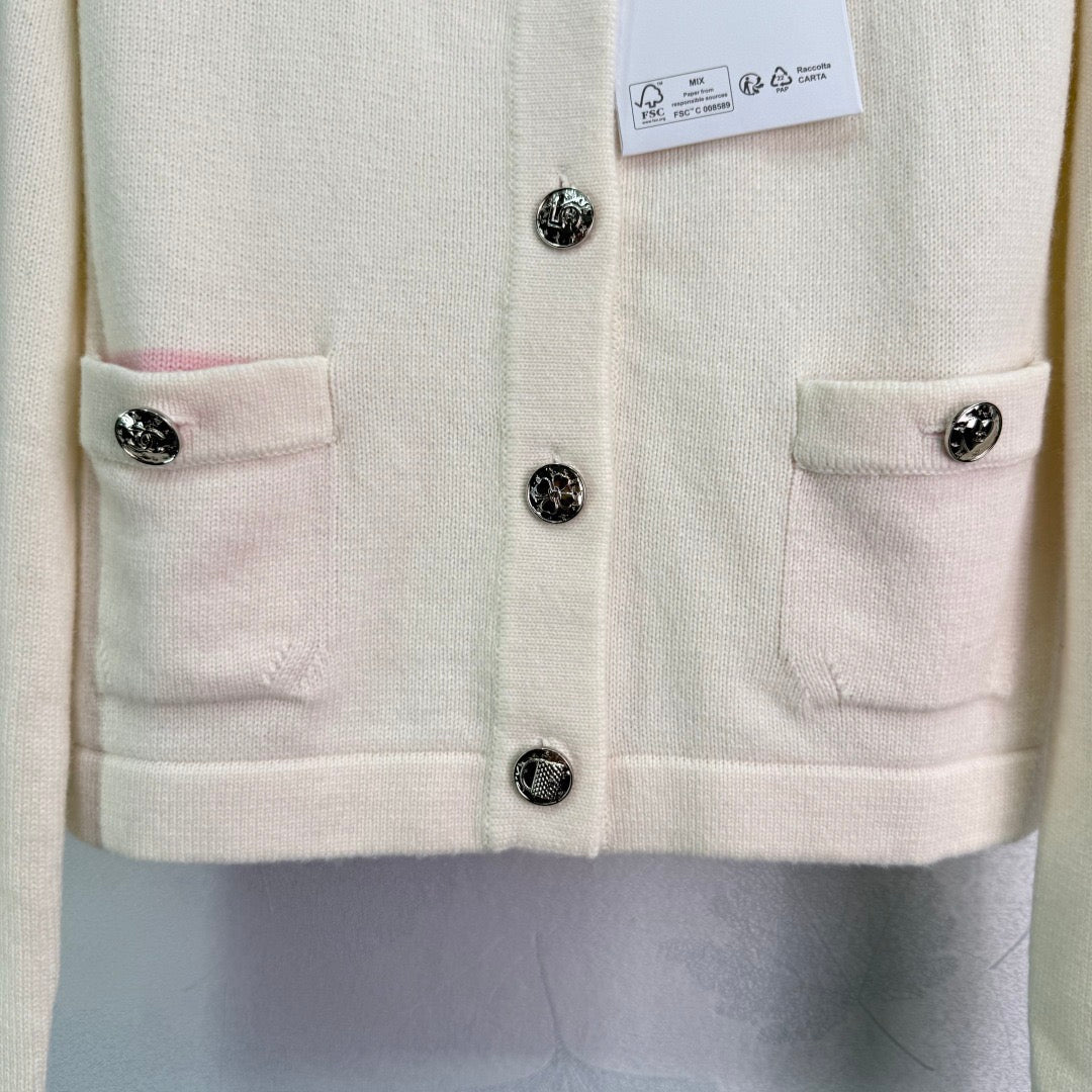 Cardigan à manches longues et col ras du cou en tricot à double poche