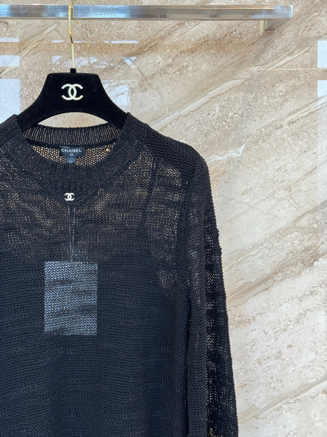 Gold yarn striped dress